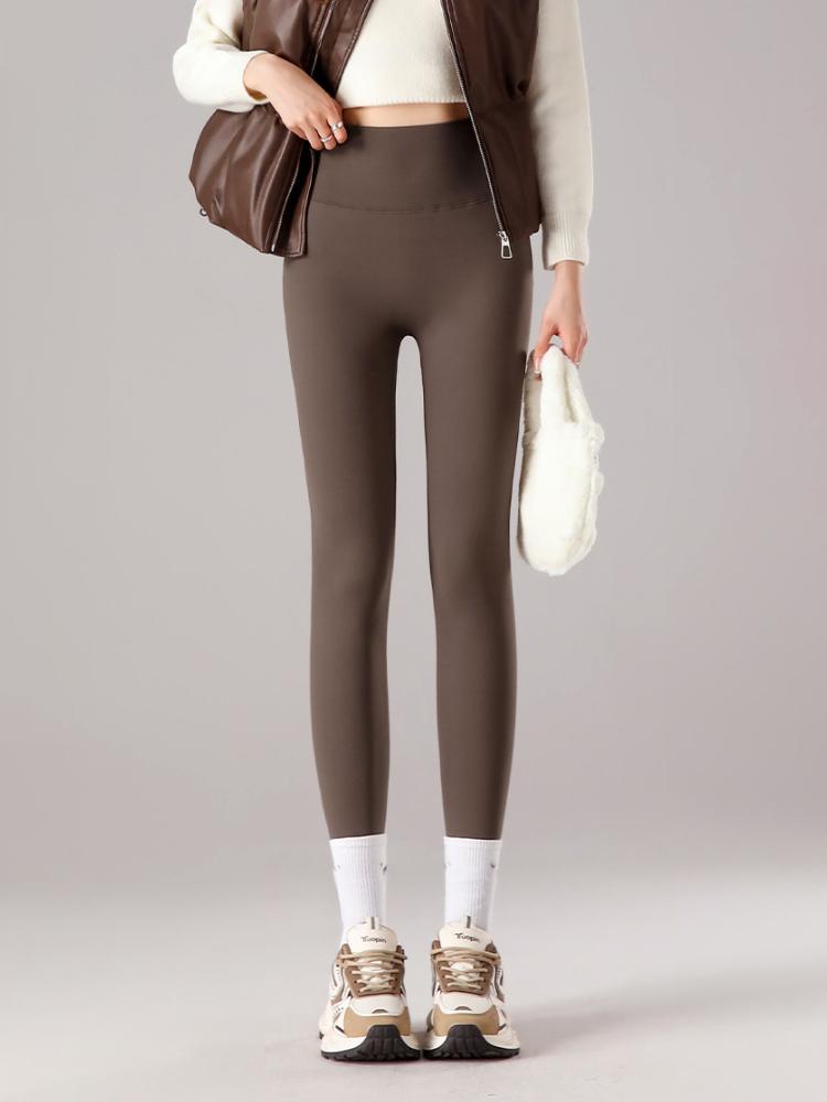 

Снежинка пух плотные брюки акулы леггинсы женские осень зима высокая талия эластичные утягивающие теплые флисовые брюки M коричневый