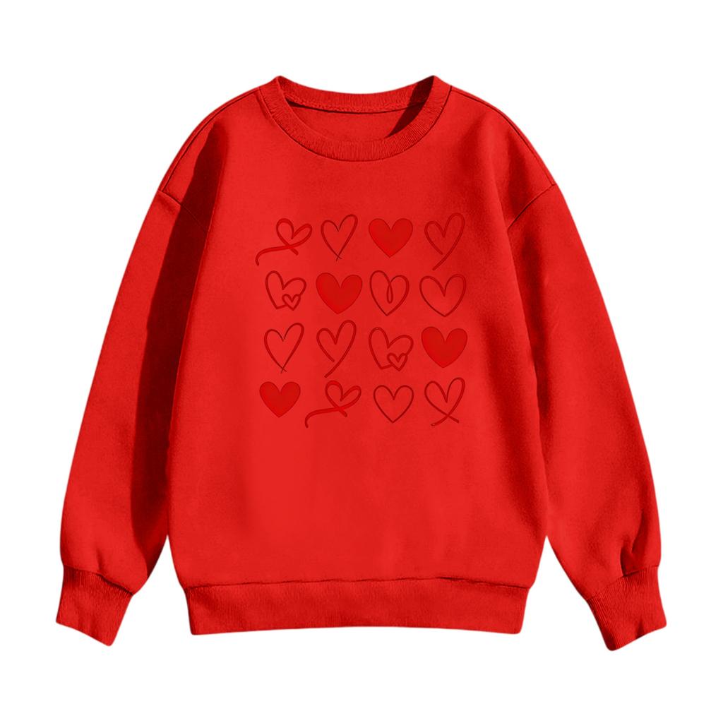 Kinder Freizeit Rundhals Bedruckter Pullover Langarm Kapuzen-Sweatshirt Oberteil