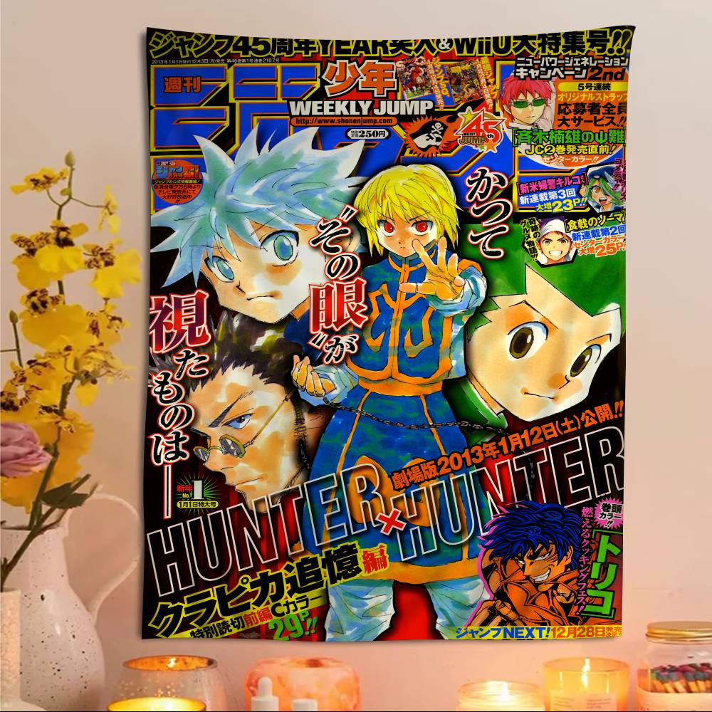 Hunter X Hunter Weekly Jump Cover Wall Tapestry  Shonen Manga Decor Bold Room Accent for Adventure Anime  Jump Manga Fans