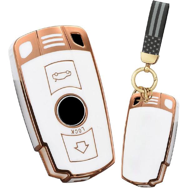 Ontto Key Fob Cover Fit for BMW 3 Series 2005-2012 Key Remote TPU Key Shell Case for 1 3 5 Series E90 E92 E93 X5 X6 Z4 E90