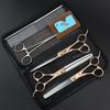 7.0" Rose Gold Pet Grooming Scissors Set: Straight & Curved Shears with Comb