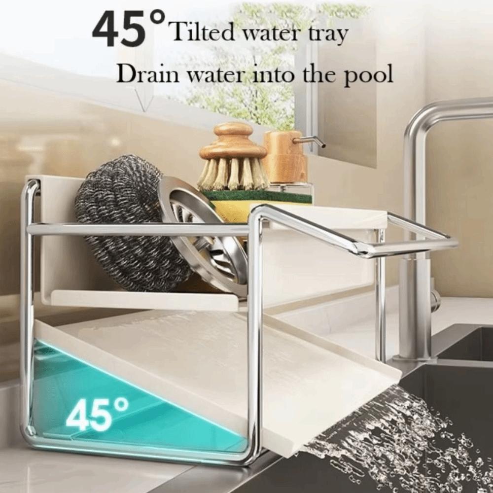 Self Drain Sponge Holder Auto Drain Tray Storage Rack Dishcloth Drain Rack  Home Organization