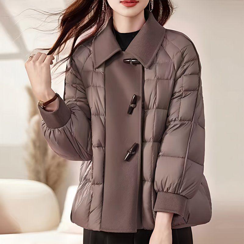 Women's Winter Fashion White Duck Down Coat - 2025 New Stylish Loose Fit for Young Moms & Elders