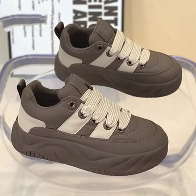 Spring and Autumn New Retro Ugly Cute Bread Shoes Women's Platform Heightening Breathable Muffin Board Shoes Casual Sports Shoes