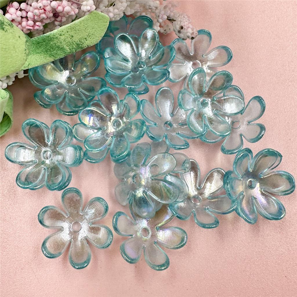 20pcs DIY Accessories Hair Jewelry Making 6 Petals Flower Loose Beads Handmade Materials Fashion Receptacle