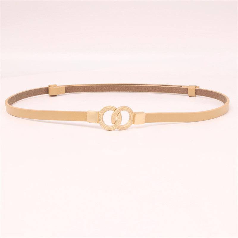Women s Genuine Leather Decorative Thin Waist Belt with Buckle