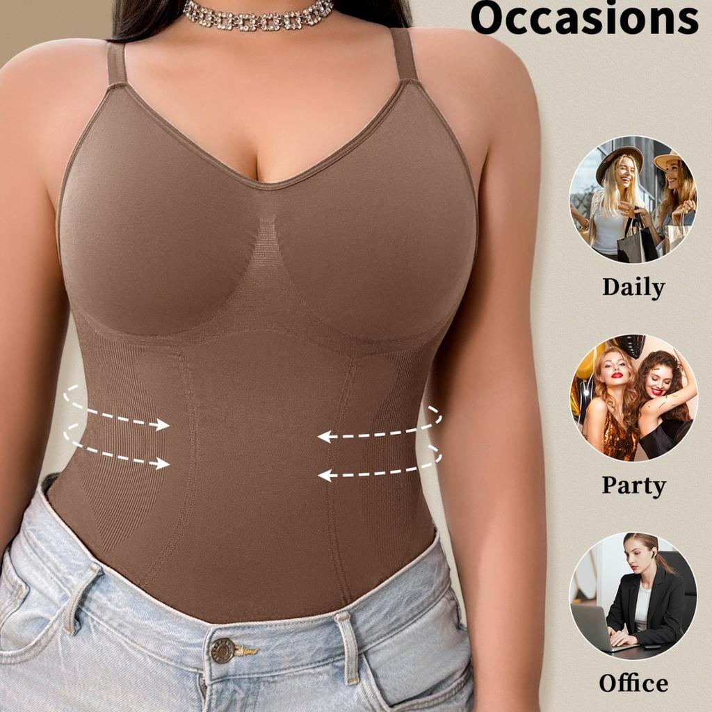 Seamless Tank Top Bodysuit Shapewear, One Piece Tummy Control Butt Lifter Push Up Full Body Shaper