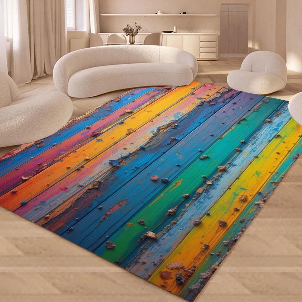 Colorful Wood Grain Timber Carpet Rug for Bedroom Living Room Home Sofa Decoration,Child Game Large Decor Floor Mat