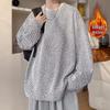 Men's Velvet Chenille Stripe Hoodie, Autumn/Winter, Warm Round Neck, Trendy American Style Pullover.