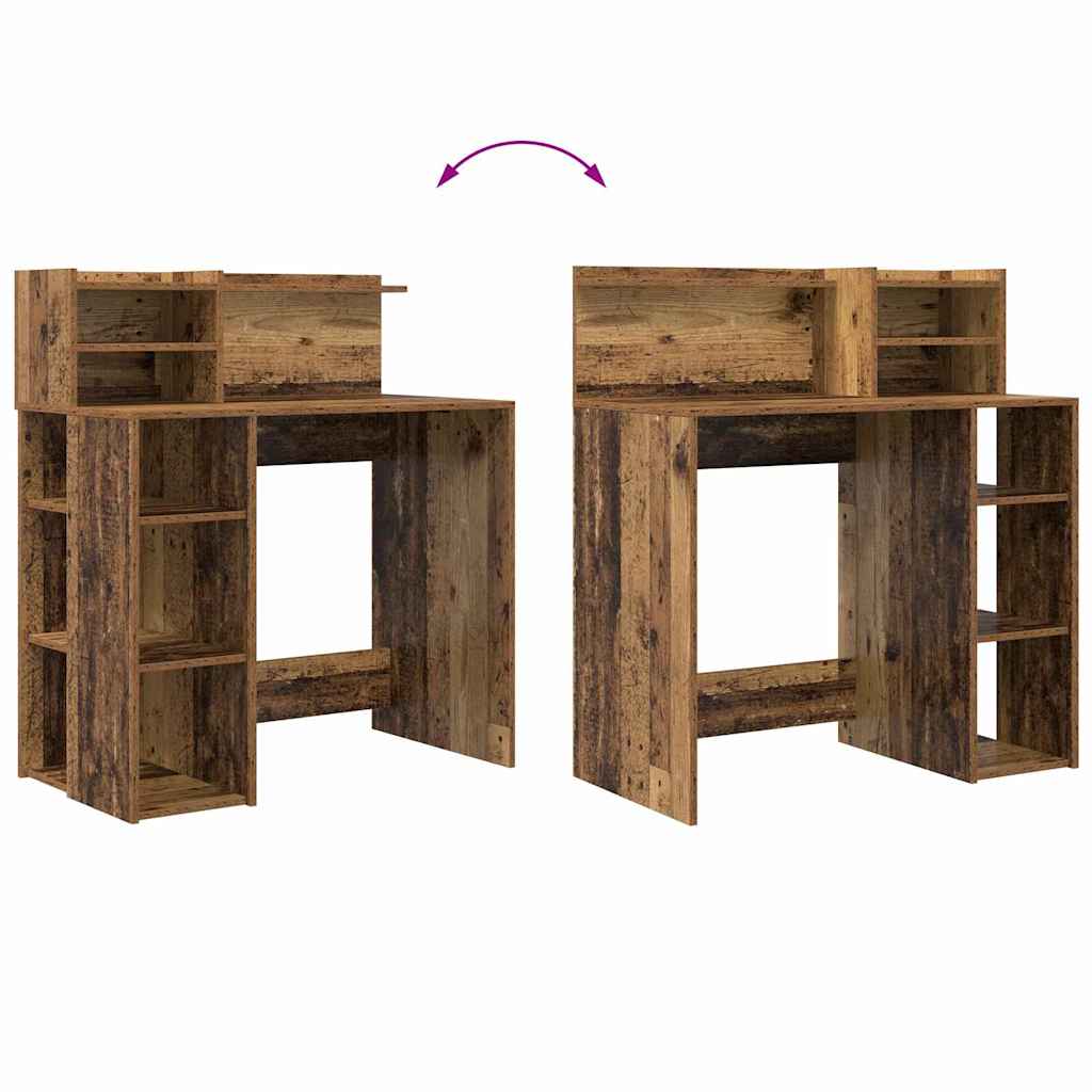 Desk with Shelf Rustic Wood Look 90 x 48 x 101.5 cm Particleboard