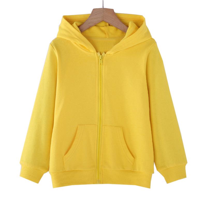 Kids' Hooded Zip-Up Cardigan: Lightweight, Long-Sleeved, Solid Color Jacket for Spring & Autumn