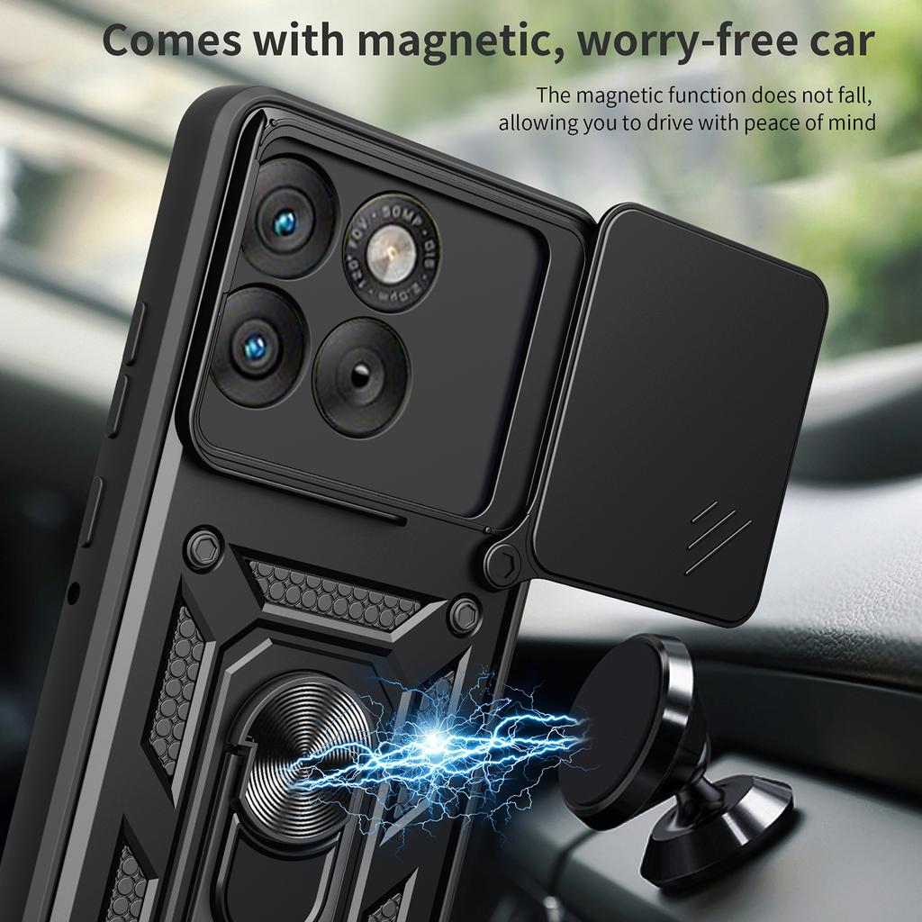 For Motorola Edge 70 5G Case with Slide Camera Lid PC + TPU Kickstand Phone Cover