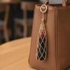 Vintage Portable Metal Net Lipstick Bag Mini Silver Mesh Bag Key Chain Hollow Universal Lipstick Cover Key Ring Travel