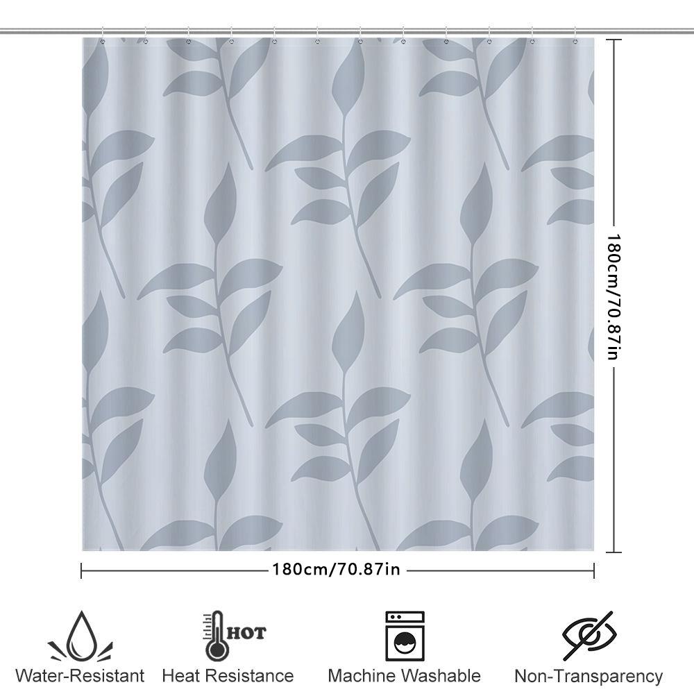 Modern Bathroom Decor With A Leaf Pattern Elegant Gray Shower Curtain Set For Your Home Or Hotel Spa Experience!