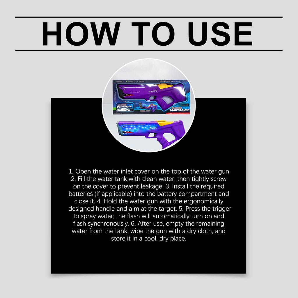 DOWMOO Shark Electric Water Gun with Lights - Creative Shape for Interactive Daily Play