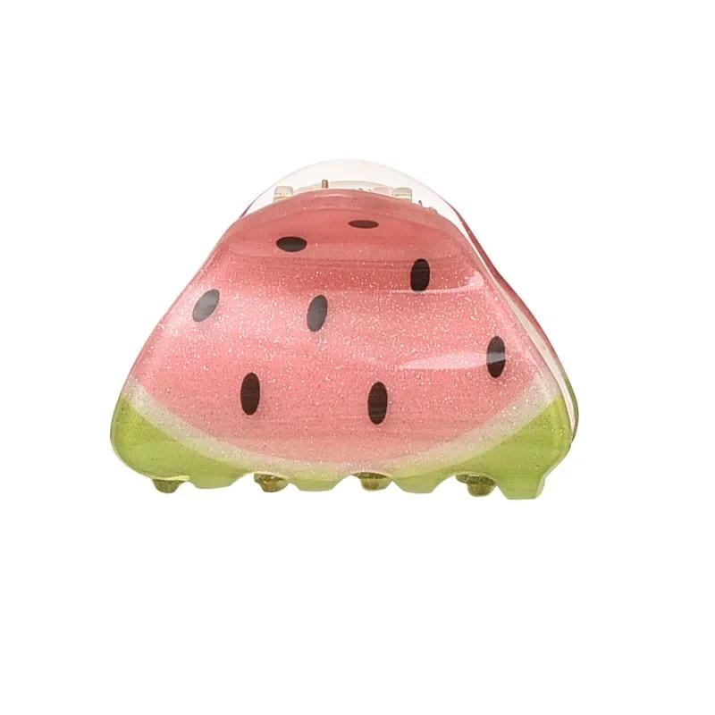 Morsomme hårklyper i fruktform Tegneserie Kawaii Vannmelon Regnbue Akryl Hårklyper Barn Hårtilbehør