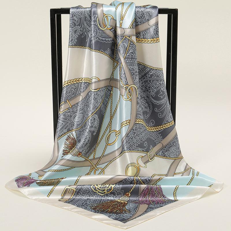 90*90Cm Women Square Silk Scarf Luxury Large Shawl Neckerchief Print Headband Female Foulard Bandana Wraps Hijab Scarves