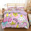 Kids Cartoon Pink Castle Comfortable Duvet Quilt Cover Pillowcase Bedding Set Children Bedroom Decoration Home Textile