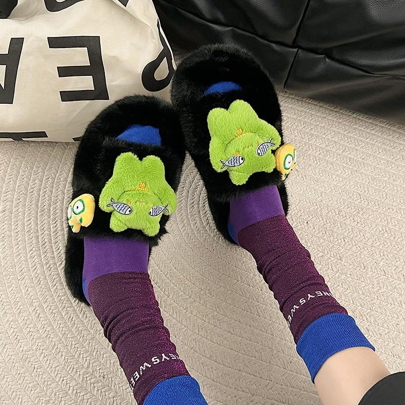 Cozy Cute Frog Plush Bottom Slippers For Women Perfect For Indoor Home Comfort