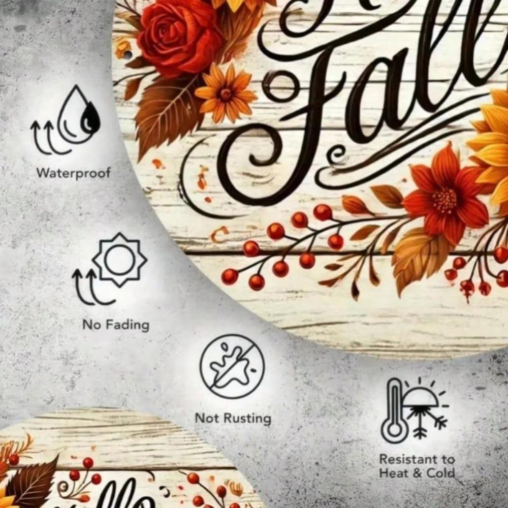 Hello Fall Metal Sign Sunflower Autumn Leaves Wall Decor Rustic 2D Iron Art Home Bar Cafe Kitchen Gift