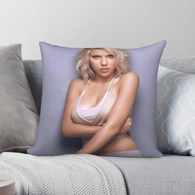 Scarlett Johansson Sexy Square Pillowcase Polyester Linen Velvet Creative Zip Decorative Throw Pillow Case Car Cushion Cover