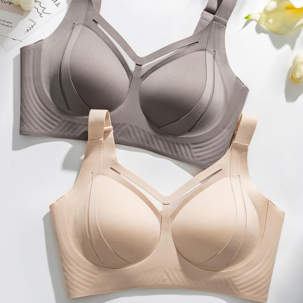 Women Invisible Liquid Foundation Bra Seamless Anti‑Gravity Lift Plus Size Minimizer Bra Thin Large Bust Bra Gather Side Fat
