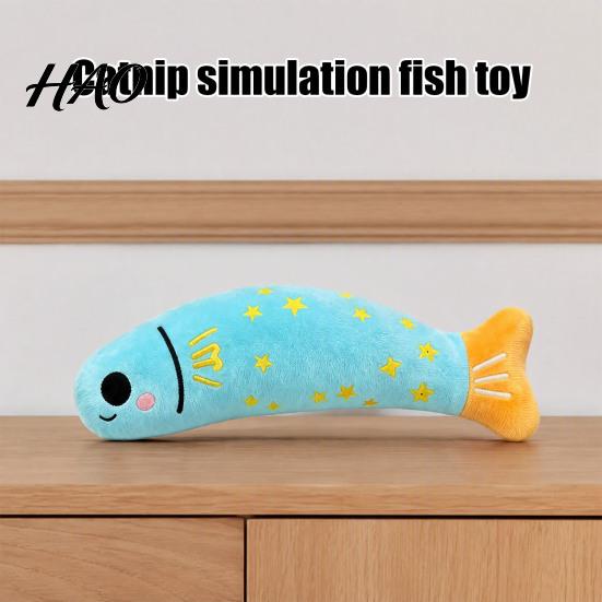 Catnip Filled Fish Pillow Cat Toy, Squeaky Linen Chew Stuffed Toy Kitten Kicker for Indoor Cats Biting Kicking Boredom Relief Natural Supplies