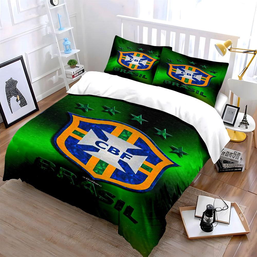 Brazil Football Crest Pattern. Bedding Sets Duvet Cover Sets Duvet Covers Pillowcases(1 * Duvet Cover 2 * Pillowcases, Without Duvet Insert)