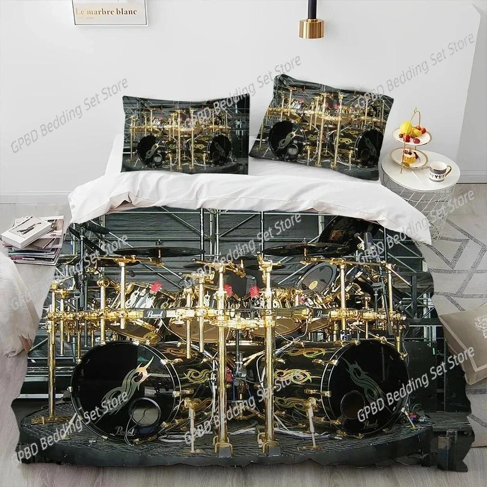Drum Kit Music Instruments Guitar Bedding Set Duvet Cover Bed Set Quilt Cover Pillowcase Comforter King Queen Size Boys Adult