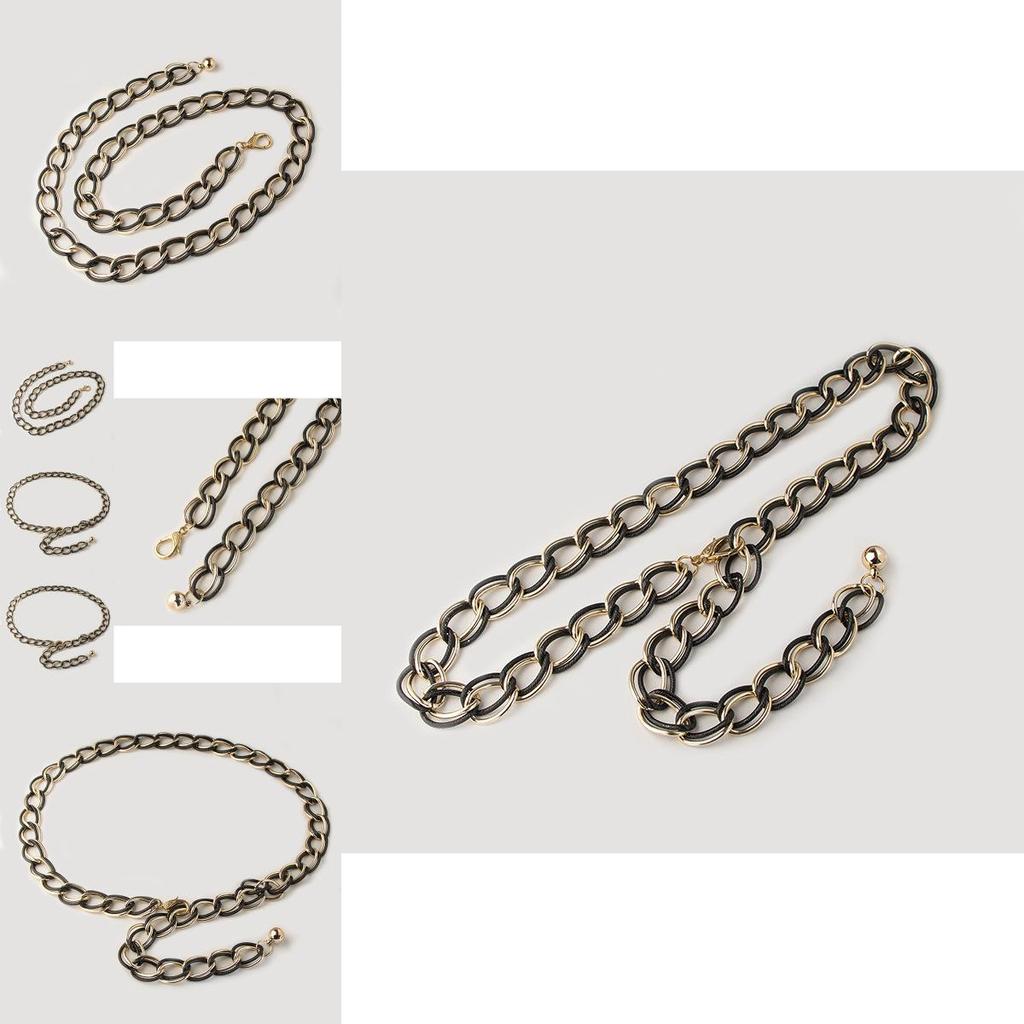 Ladies Double Chain Metal Waist Belt With Gold Finish For Summer And Winter Outfits