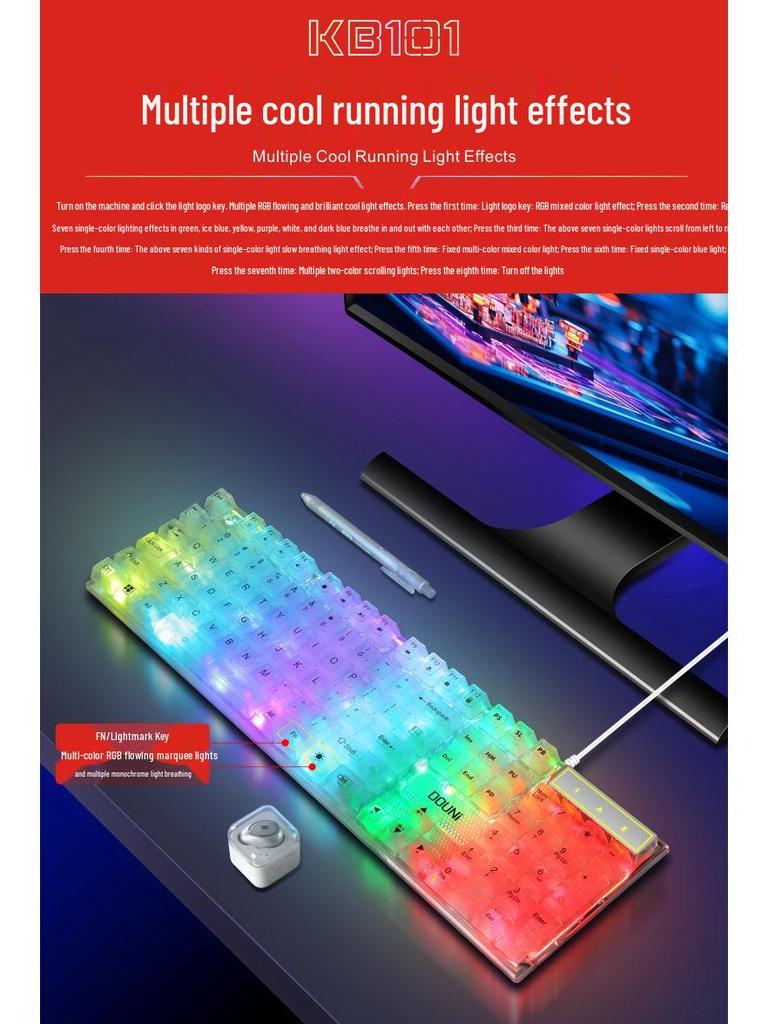 Douni KB101 RGB Transparent Gaming Keyboard