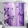 Set Of 2 Violet Butterfly Dance Curtains Purple Floral Semi Transparent Bedroom Office Living Room Decor Curtain With Rod Pocket Polyester Ideal For