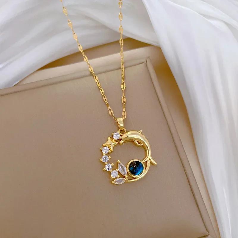 New Angel Wings Stainless Steel Phoenix Eagle Pendant Necklace for Women Girl Trend Elegant Choker Neck Chain Jewelry Gift Party