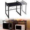 Black Telescopic Microwave Oven Rack Kitchen Storage Shelf Multifunctional Stand for Home
