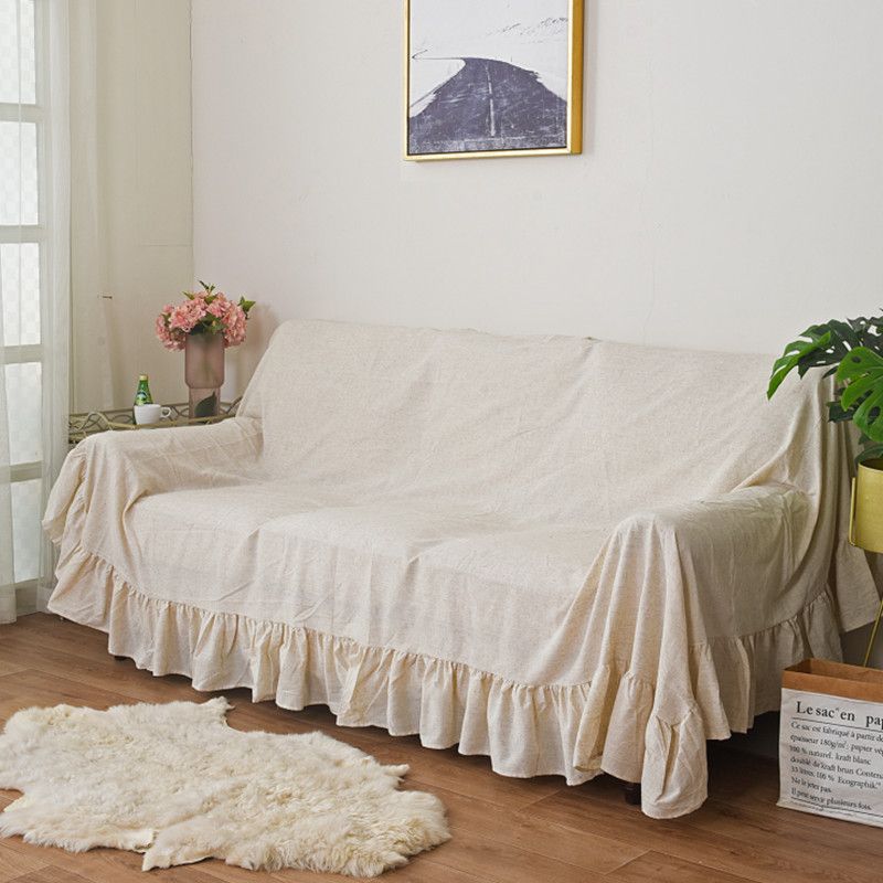 

Sofa Towel Light Luxury and Simplicity Pure Color Cotton and Linen Fabric French Wooden Ear All Year Round Neutral Full Covered Sofa Slipcover Cotton and linen-wood ear-sofa towel 100*160cm