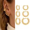 New Trendy Twisted Small Hoop Earrings for Women Fashion Gold Color Metal Circle Tiny Hoops Huggie Ear Buckle Jewelry 2026