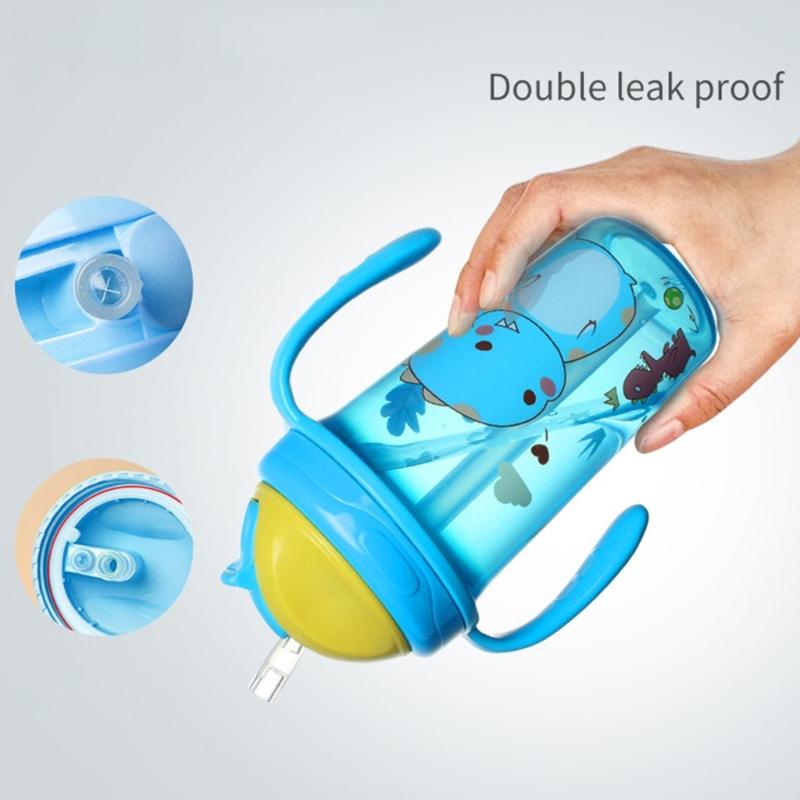Twin Handle Baby Water Bottle Large Capacity Safe Training Drink Cup for Infants Learning To Drink Independently
