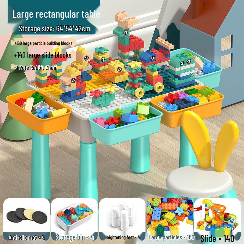 Multifunctional Building Block Table for Kids, Compatible with Large Lego Pieces, Educational Toy for Boys Ages 3-6