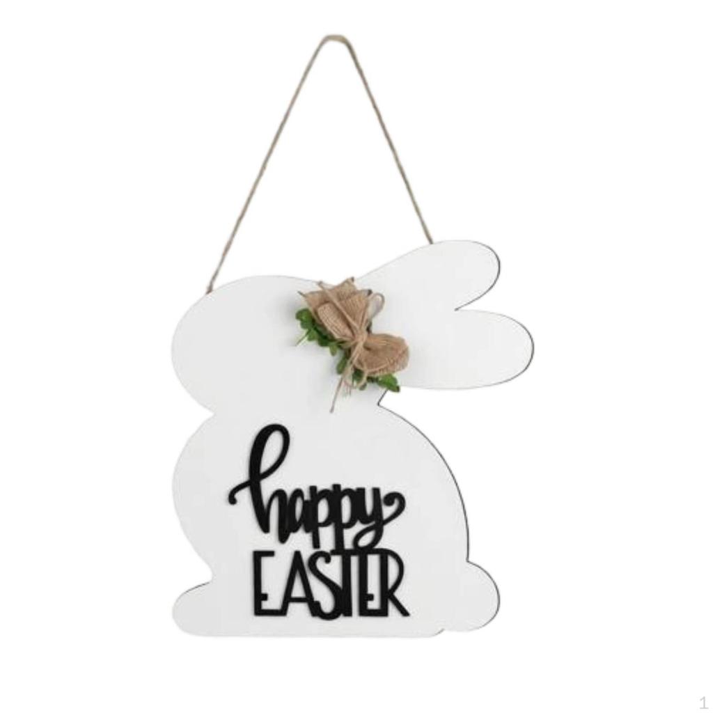 Easter Bunny Ribbon 3D Wooden Welcome Door Sign, Party Hanging Decor