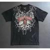 Vintage Skull Graphic T-Shirt Men's Y2K Dark Streetwear Las Vegas Poker Print Short Sleeve Tee