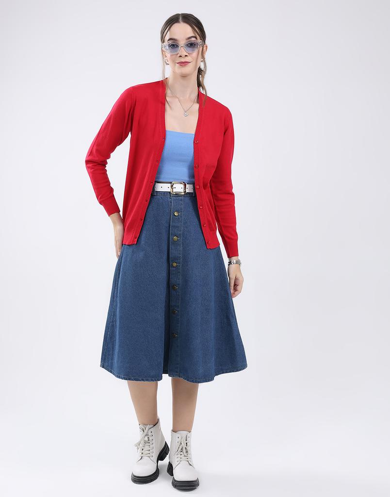 MONTE CARLO Women's V Neck Full Sleeve Cardigan