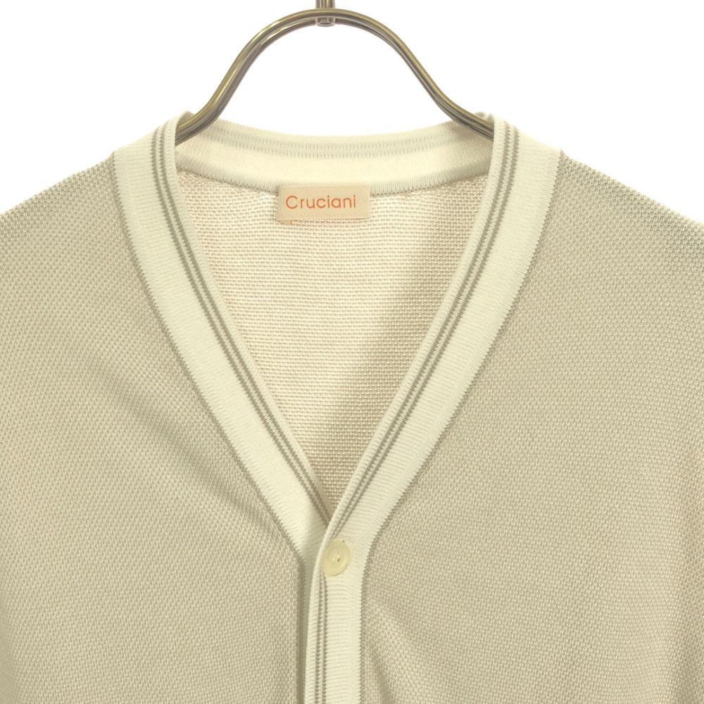 CRUCIANI made in Italy cotton Knit vest 48 Light gray x white Men's Used