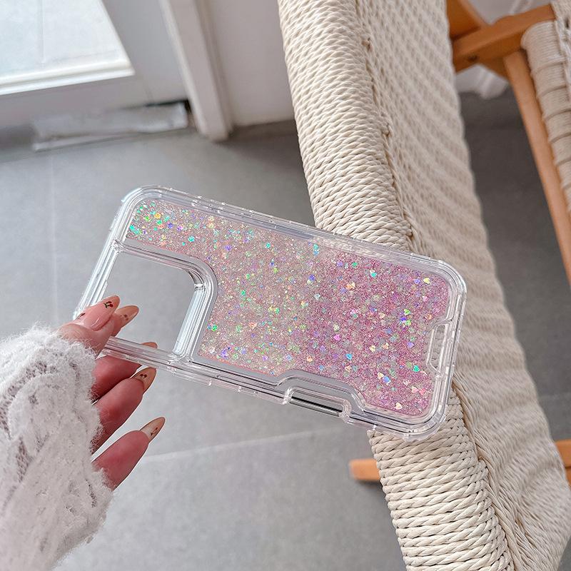 Three-proof Mobile Phone Case for IPhone16promax Colorful Three-in-one Glitter Glue Mobile Phone Case