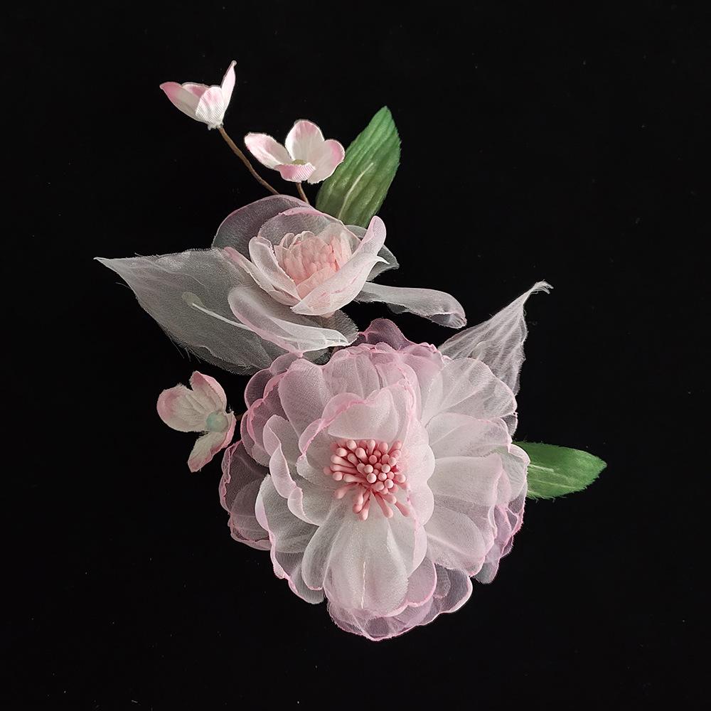 Handmade Juan Yarn Hot Flower Hairpin Peony Peony Hanbok Back Pressure Headdress Tang Style Flower Gradient Green Ancient Style Hanbok Headwear