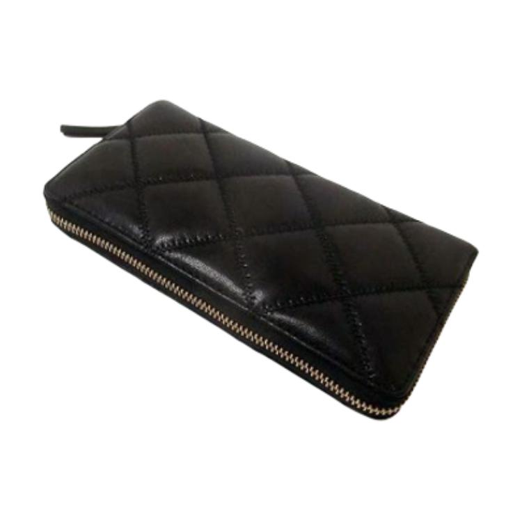 Tory Burch Willa Metal Logo Surround Zip Leather Wallet Women wallet Black 159228-001