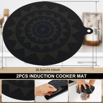 2 Stück Induktionskochfeld Schutzmatte, Silikon Induktions Schutzabdeckung Matte Kochfeld Kratzschutz Multifunktionale Silikonmatte