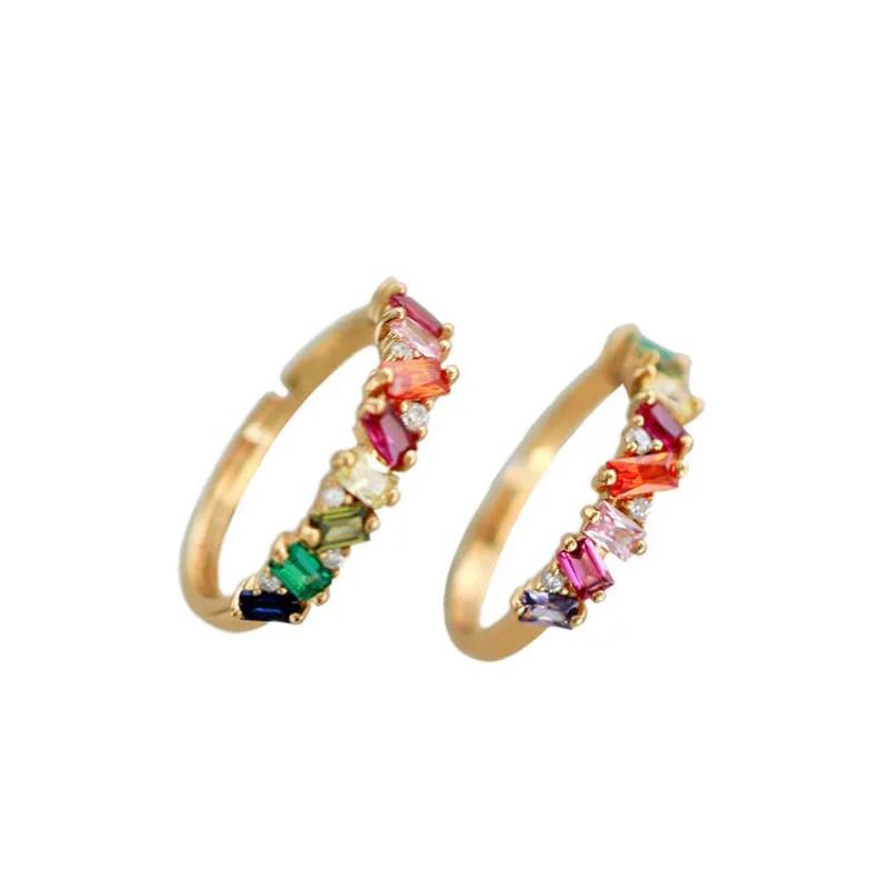 Bagues de la série pierres précieuses arc-en-ciel incrustées design original pour femmes réglables luxe léger élégantes fiançailles haute joaillerie