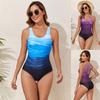 2026 Gradient Color One-Piece Sporty Women's Swimsuit - Fashionable, Conservative Beachwear