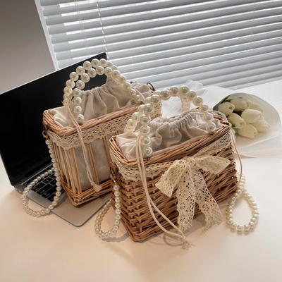 Summer New Fashion Rattan Grass Woven Bag Portable Shoulder Oblique Beach Bag