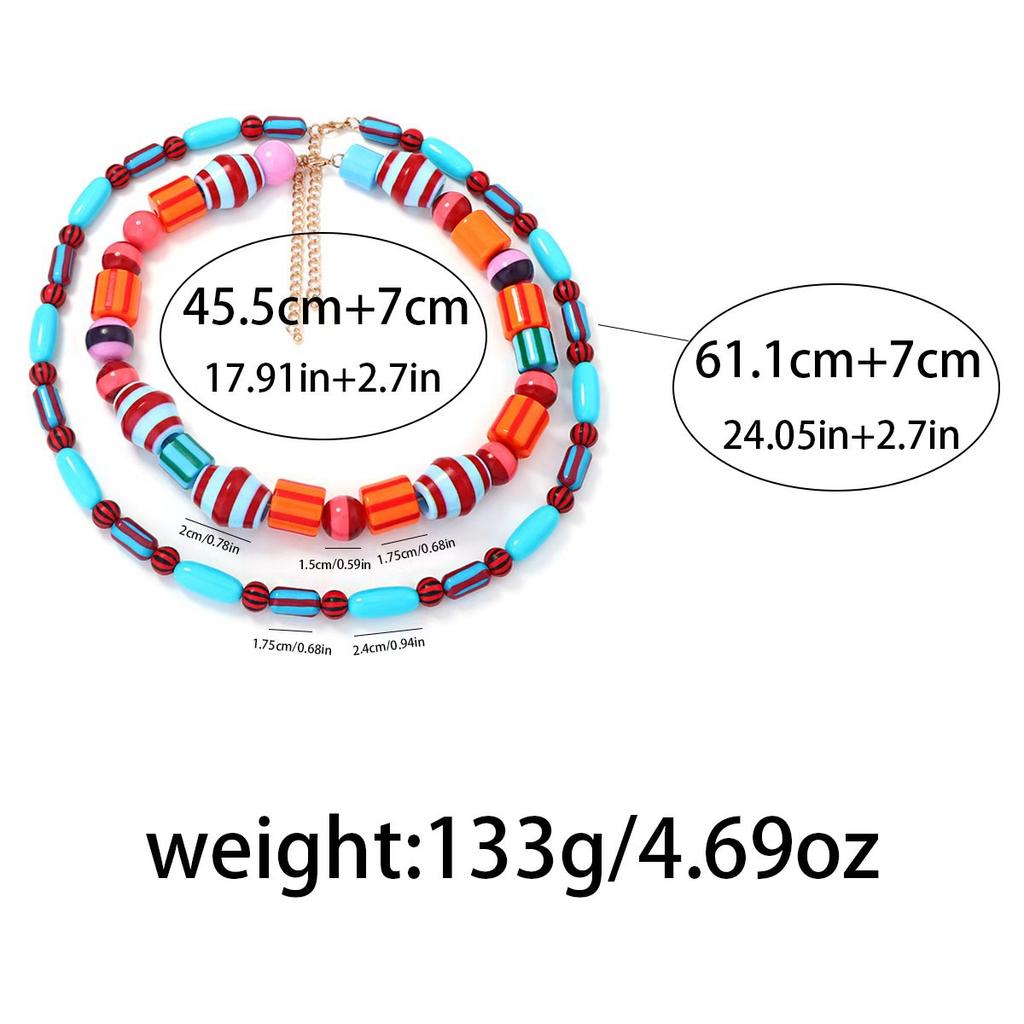 Fashionable Beach Ocean Style Necklace Layered Irregular Geometric Colored Bead Necklace for Women
